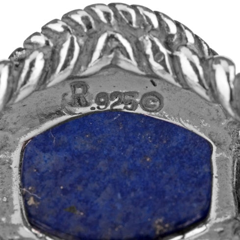 Sterling Silver Women's Ring Lapis Lazuli Gemstone Concha Flower Sizes 5 to 10