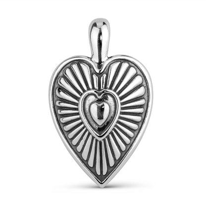 Sterling Silver Heart Ribbed Pendant Enhancer