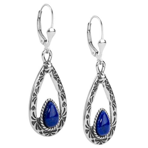 Sterling Silver Blue Lapis Gemstone Teardrop Earrings