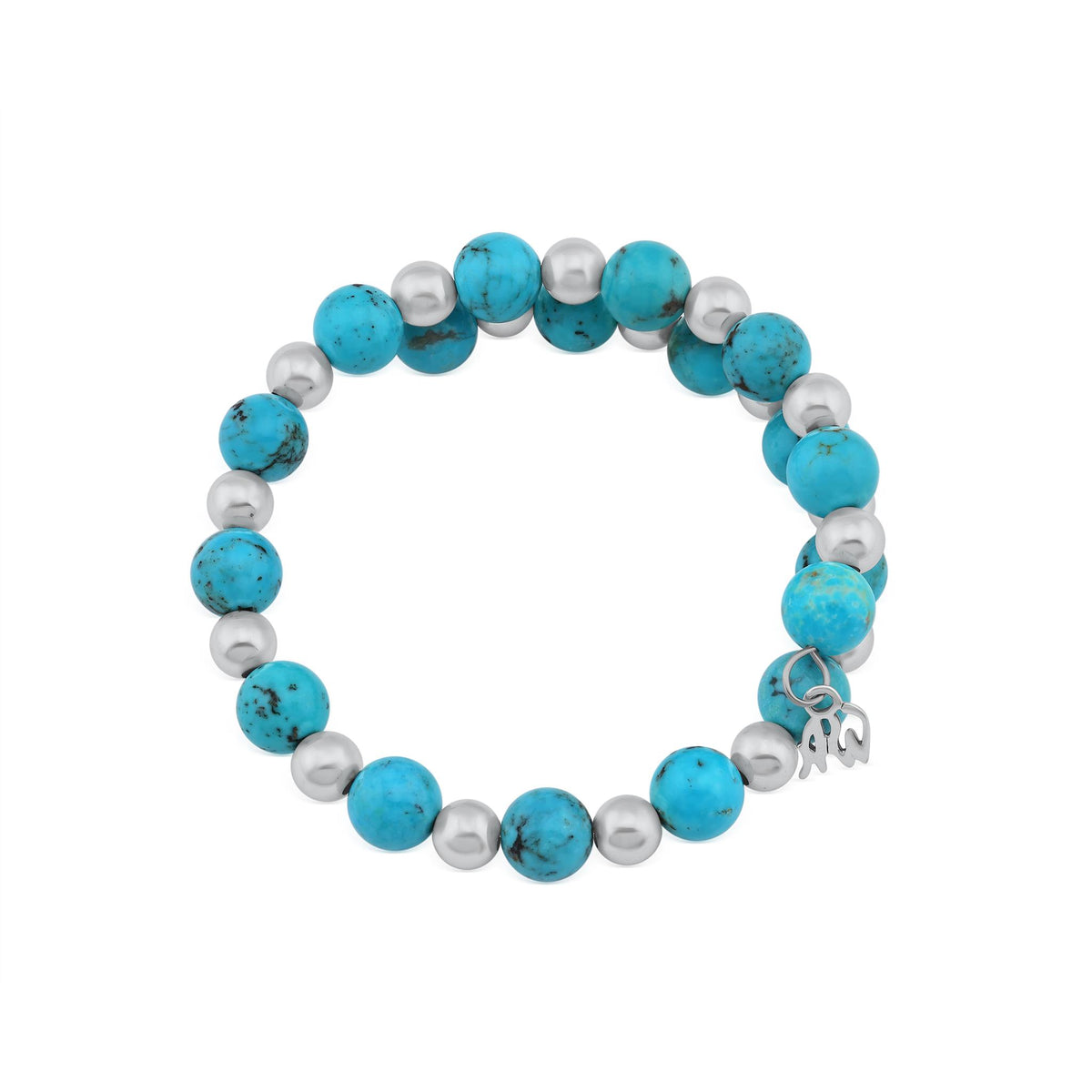 Sterling Silver Kingman Turquoise Bead Coil Bracelet, Sizes Small to Large
