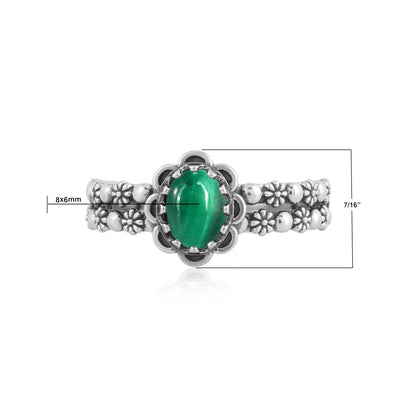 EXCLUSIVELY OURS! Sterling Silver Malachite Double Row Concha Flower Ring