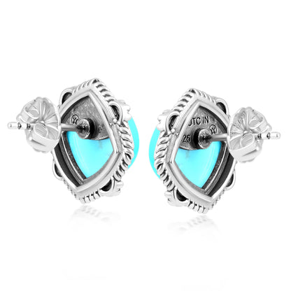 Sterling Silver Kingman Turquoise Cushion-Cut Stud Earrings