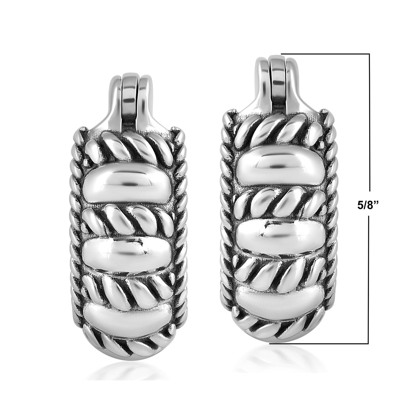 EXCLUSIVELY OURS! Sterling Silver Textured Rope Edge Huggie Hoop Earrings