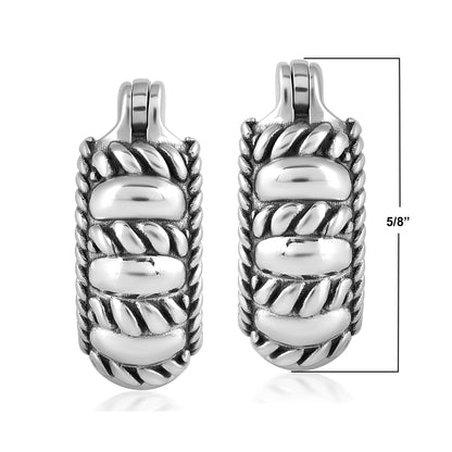 EXCLUSIVELY OURS! Sterling Silver Textured Rope Edge Huggie Hoop Earrings