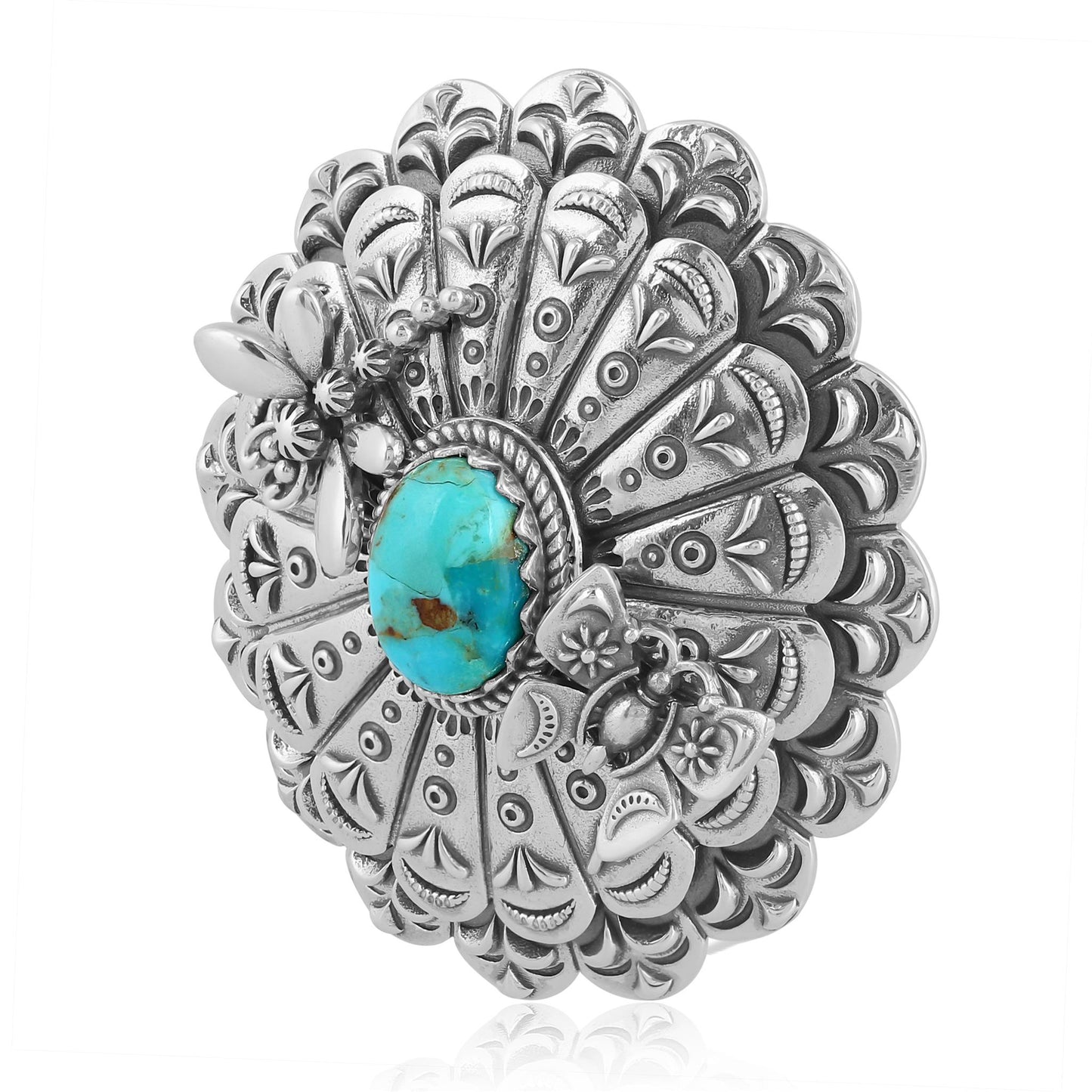 Sterling Silver Kingman Turquoise Butterfly and Dragonfly Pendant Enhancer