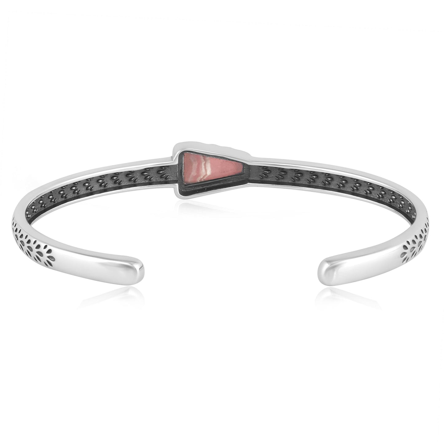 Sterling Silver Rhodochrosite Fancy Cut Stackable Cuff Bracelet, Sizes Small to Large