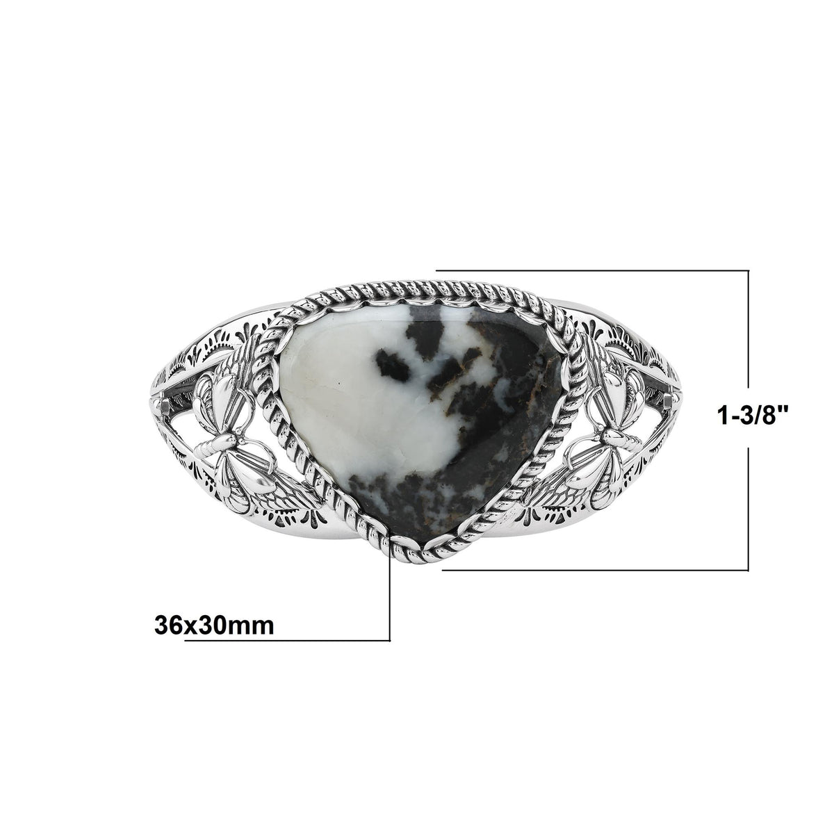EXCLUSIVELY OURS! Sterling Silver White Buffalo Gemstone Butterfly Cuff Bracelet