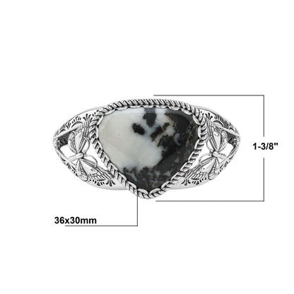 EXCLUSIVELY OURS! Sterling Silver White Buffalo Gemstone Butterfly Cuff Bracelet