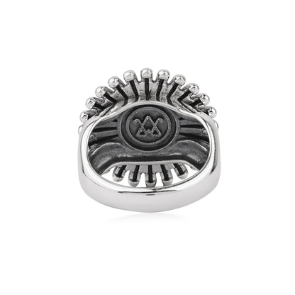  Sterling Silver White Mother of Pearl Concha Ray Ring