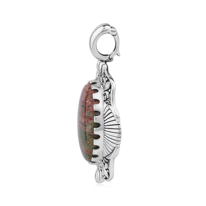 Sterling Silver Unakite Oval Pendant Enhancer