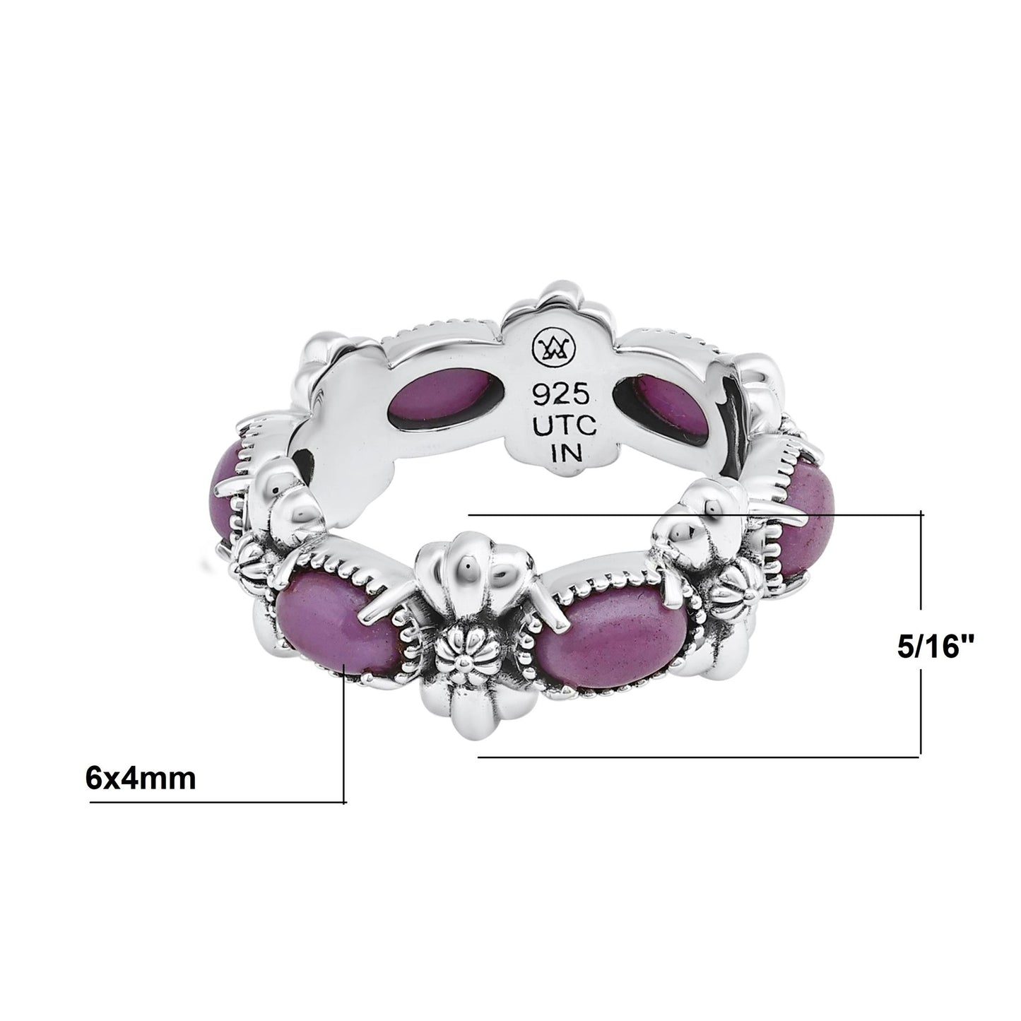 Sterling Silver Phosphosiderite Oval Concha Band Ring