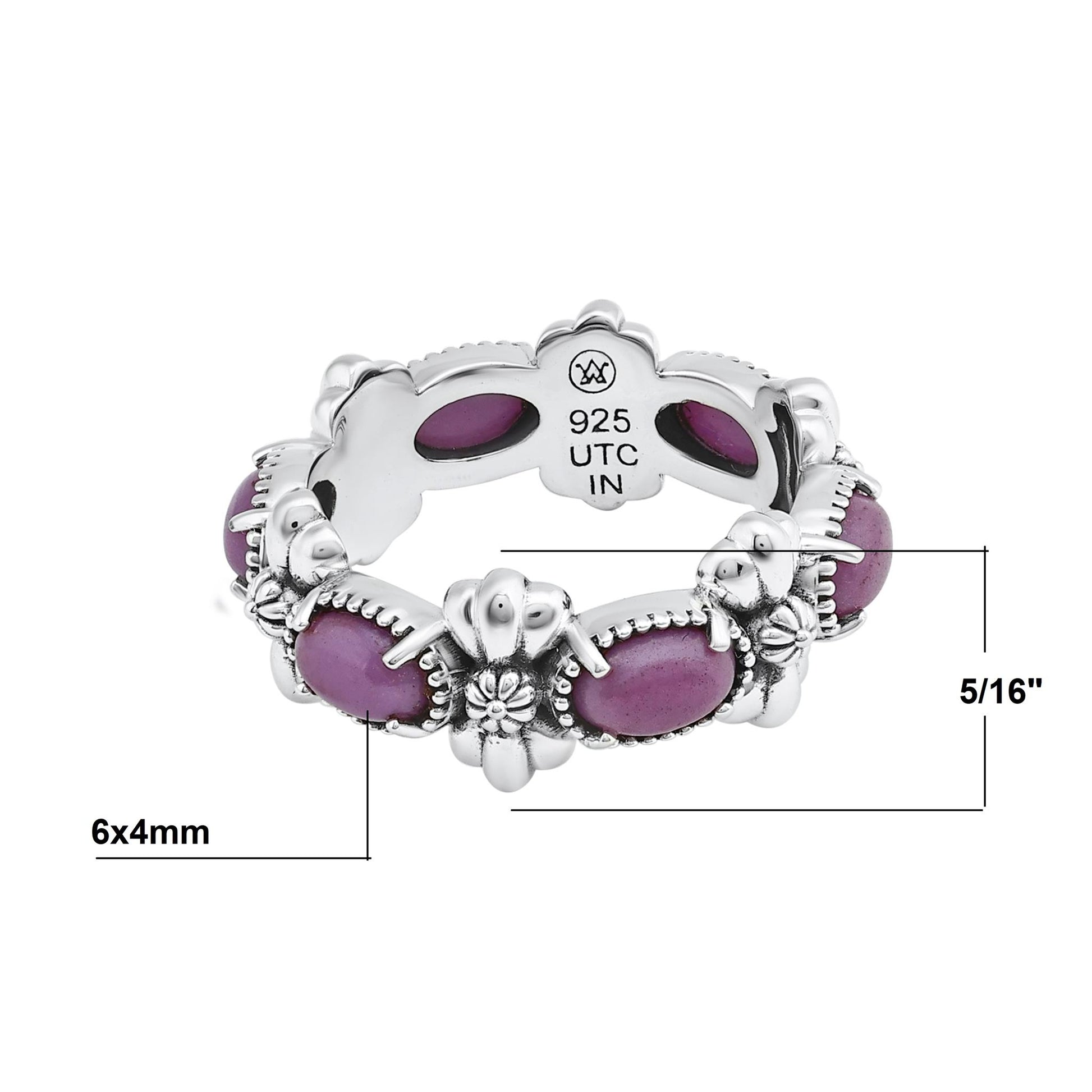 Sterling Silver Phosphosiderite Oval Concha Band Ring