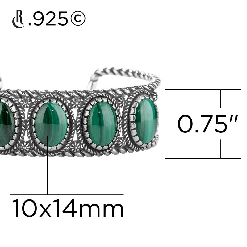 Unique 925 Sterling Silver cheapest Malachite Peridot Cuff Bracelet