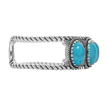 Sterling Silver Turquoise Gemstone 5-Stone Cuff Bracelet Size S, M or L
