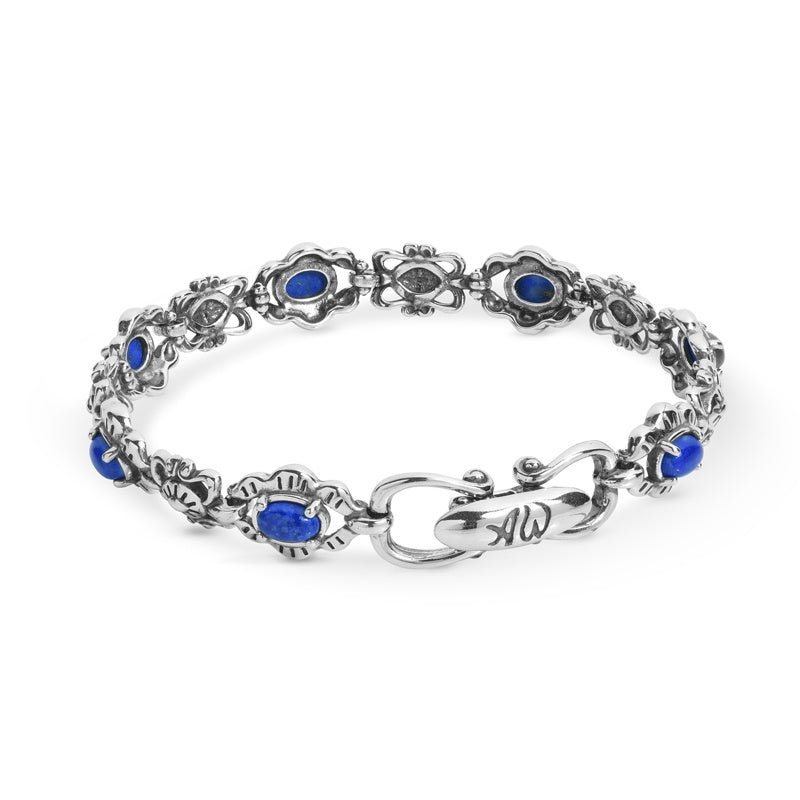 Sterling Silver Denim Lapis Link Bracelet