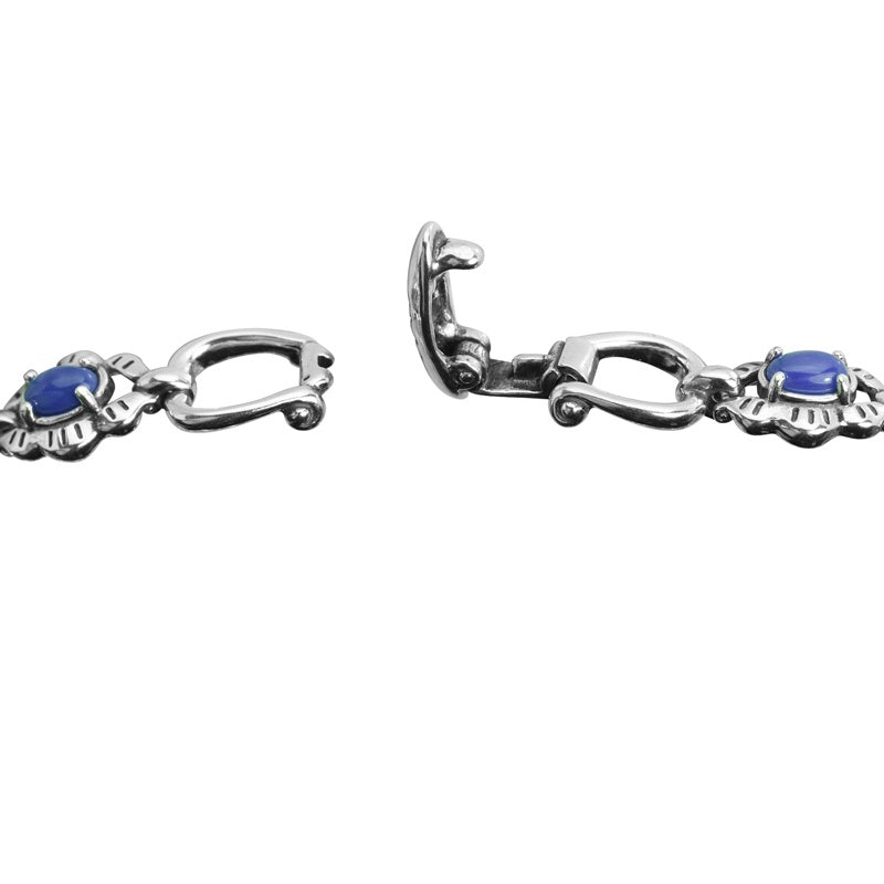 Sterling Silver Blue Denim Lapis Gemstone Concho Link Bracelet Size S, M or L