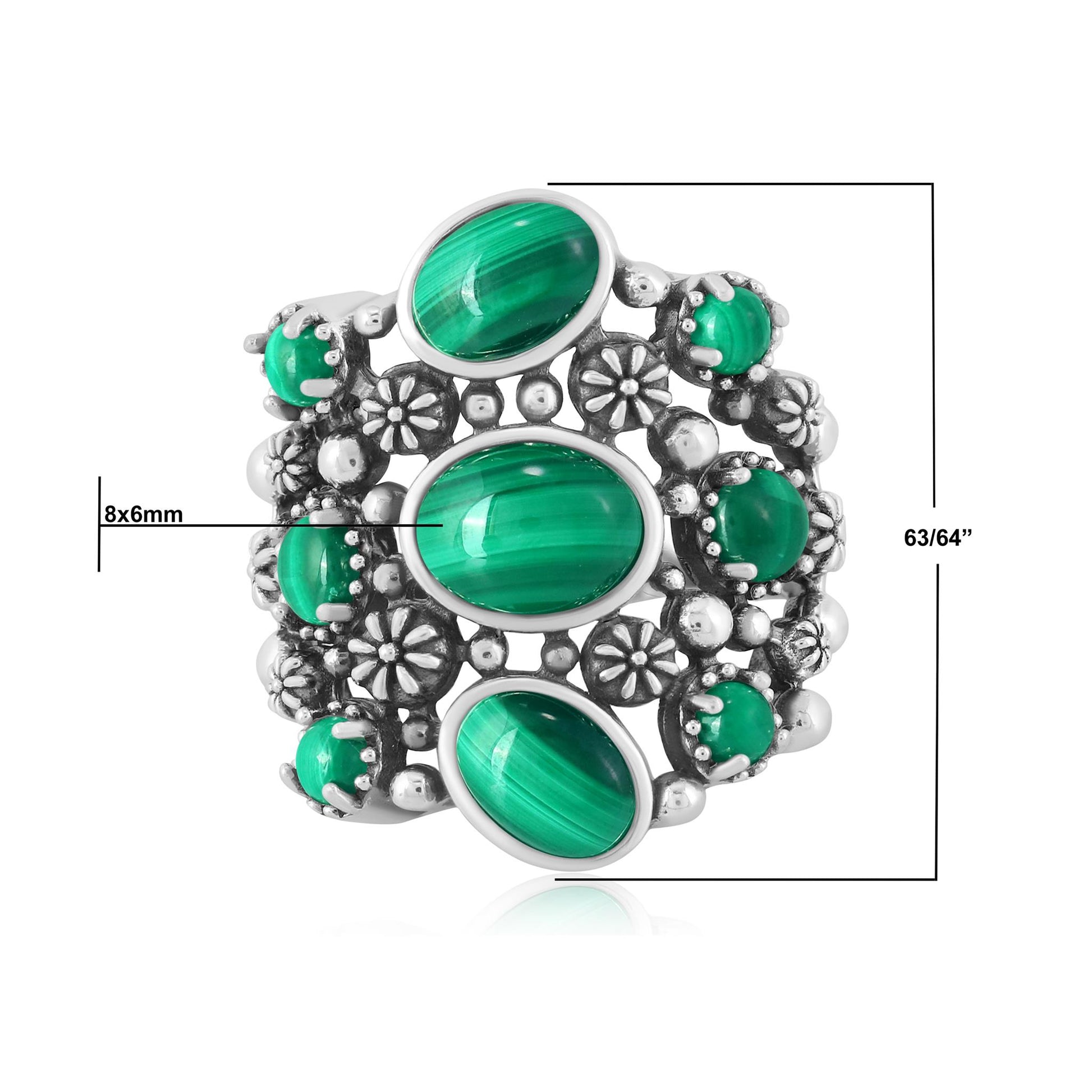 EXCLUSIVELY OURS! Sterling Silver Malachite 9-Stone Cluster Ring