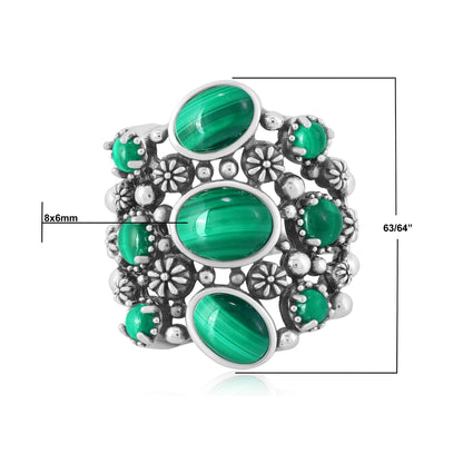 EXCLUSIVELY OURS! Sterling Silver Malachite 9-Stone Cluster Ring