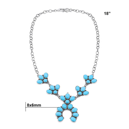 LIMITED EDITION! Sterling Silver Sleeping Beauty Turquoise Cluster Naja Necklace, 18 Inches