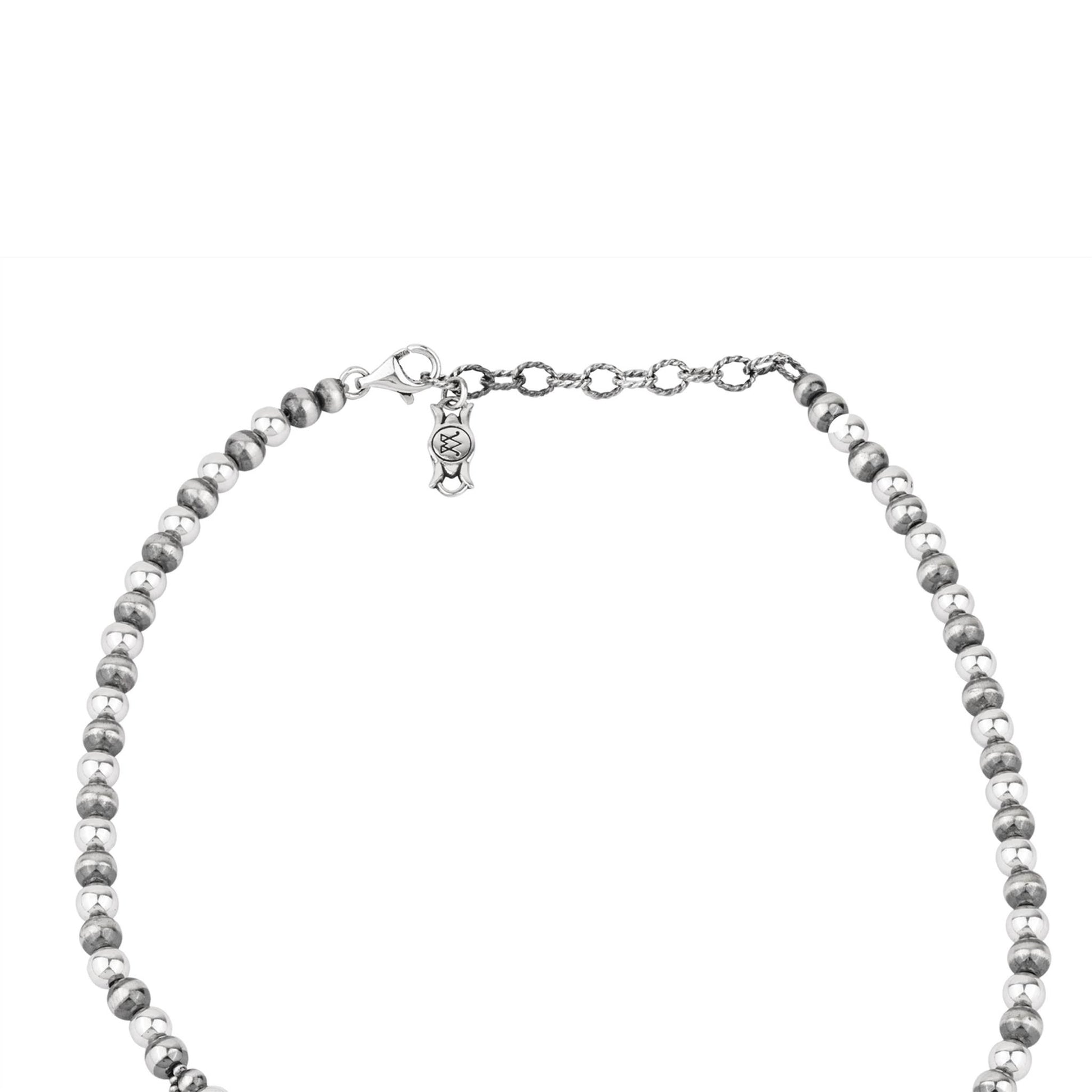  Sterling Silver Rhodonite Petit Point Naja Squash Blossom Necklace
