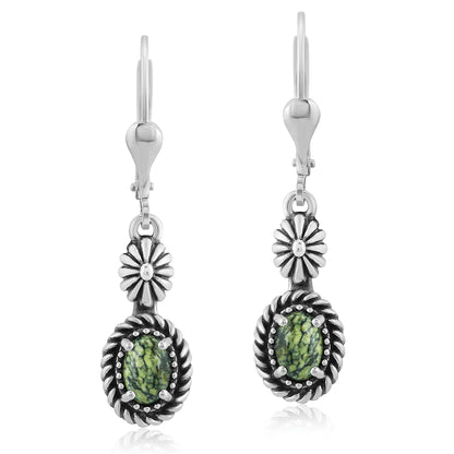 EXCLUSIVELY OURS! Sterling Silver Serpentine Floral and Rope Design Dangle Earrings