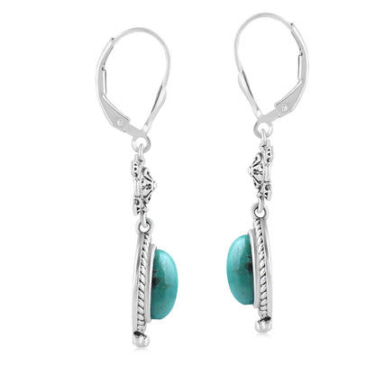 Sterling Silver Serpentine Turtle Drop and Dangle Earrings 
