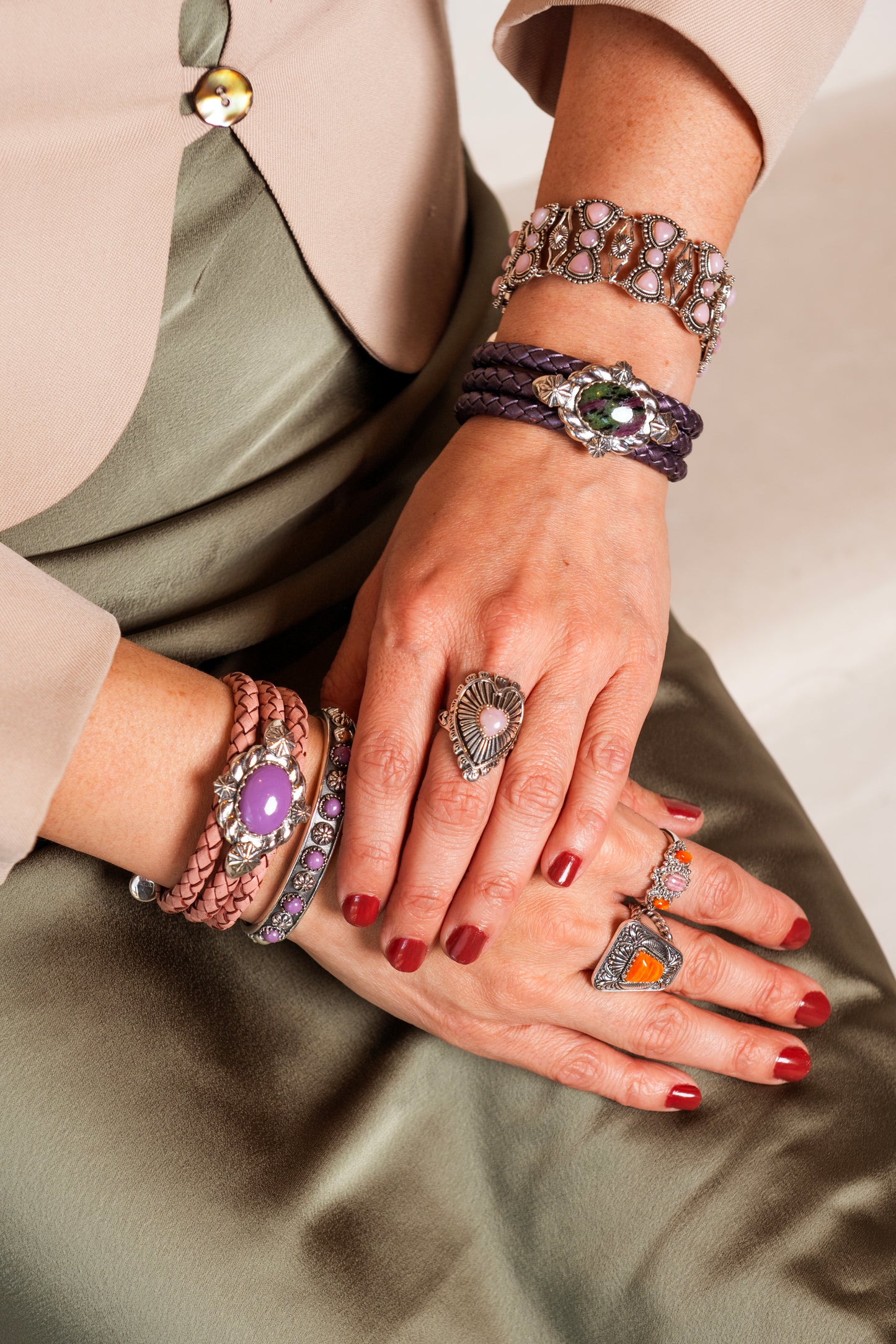 Sterling Silver Pink Opal Bold Heart Ring, Sizes 5 and 6