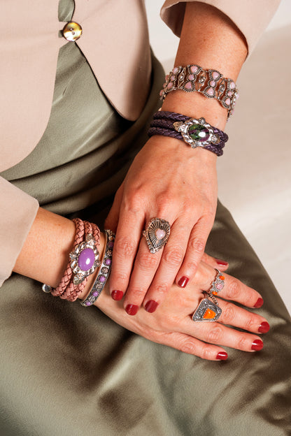 Sterling Silver Pink Opal Bold Heart Ring, Sizes 5 and 6