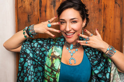 EXCLUSIVELY OURS! Sterling Silver Kingman Turquoise Oval Cut Triple-Row Beaded Necklace, 17 to 20 Inches