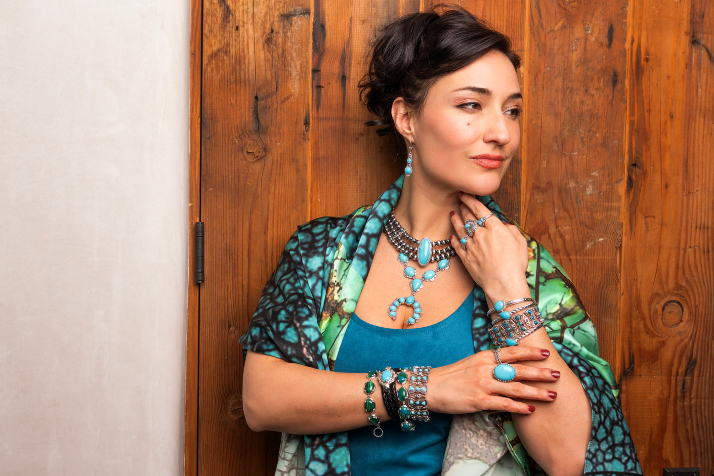 EXCLUSIVELY OURS! Sterling Silver Kingman Turquoise Oval Cut Triple-Row Beaded Necklace, 17 to 20 Inches