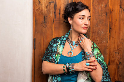 EXCLUSIVELY OURS! Sterling Silver Kingman Turquoise Oval Cut Triple-Row Beaded Necklace, 17 to 20 Inches