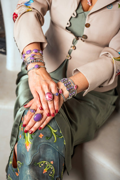 EXCLUSIVELY OURS! Sterling Silver Phosphosiderite Round and Trillion Cut Link Bracelet, Sizes Small to Large