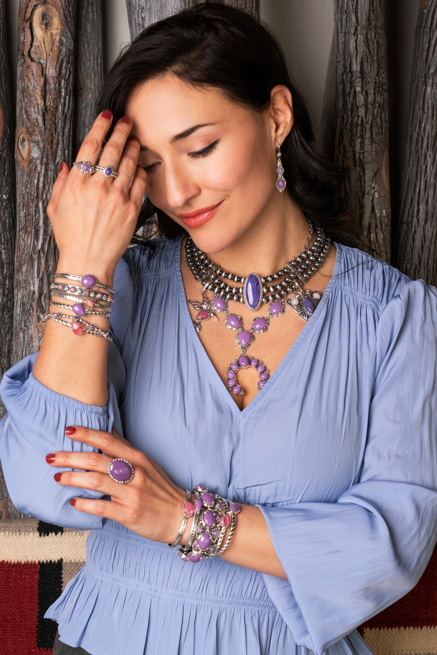 LIMITED EDITION! Sterling Silver Phosphosiderite Cluster Naja Necklace, 18 Inches