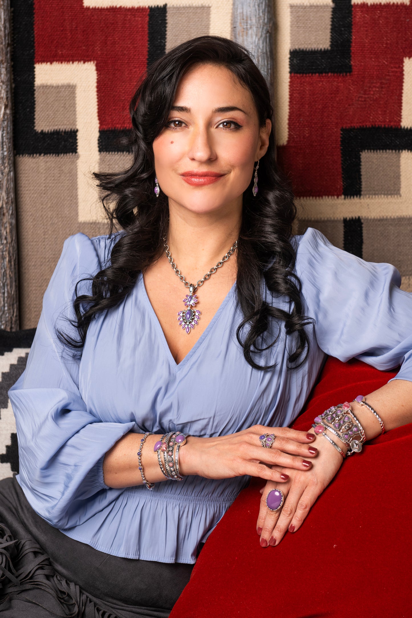 EXCLUSIVELY OURS! Sterling Silver Charoite and Phosphosiderite Oval and Marquise Pendant Enhancer