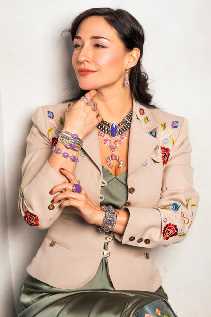 EXCLUSIVELY OURS! Sterling Silver Phosphosiderite Oval Cabochon Toggle Bracelet, Sizes Small to Large