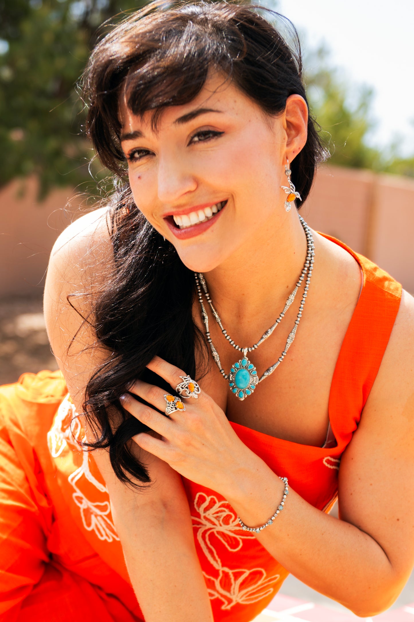 Sterling Silver Kingman Turquoise Oval and Pear Bold Pendant Enhancer