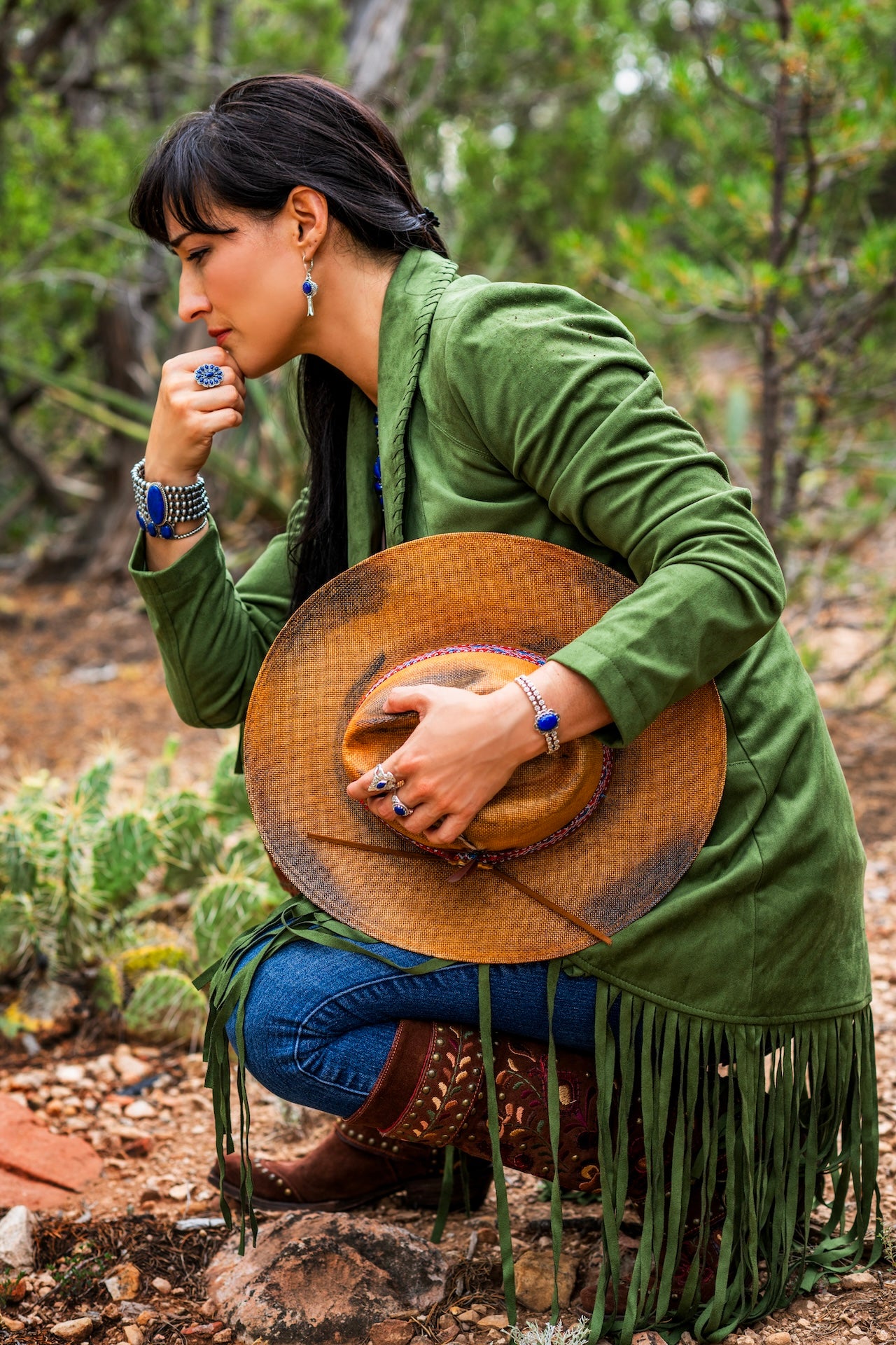 EXCLUSIVELY OURS! Sterling Silver Lapis Fritz Casuse Arrowhead Ring Sizes 5 to 10