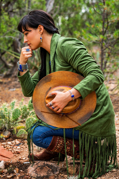 EXCLUSIVELY OURS! Sterling Silver Lapis Fritz Casuse Arrowhead Ring Sizes 5 to 10