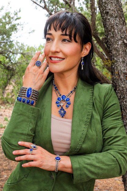 EXCLUSIVELY OURS! Sterling Silver Lapis Fritz Casuse Arrowhead Ring Sizes 5 to 10