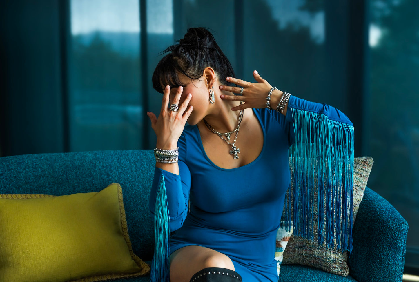 EXCLUSIVELY OURS! Sterling Silver Feather and Flower Dangle Earrings