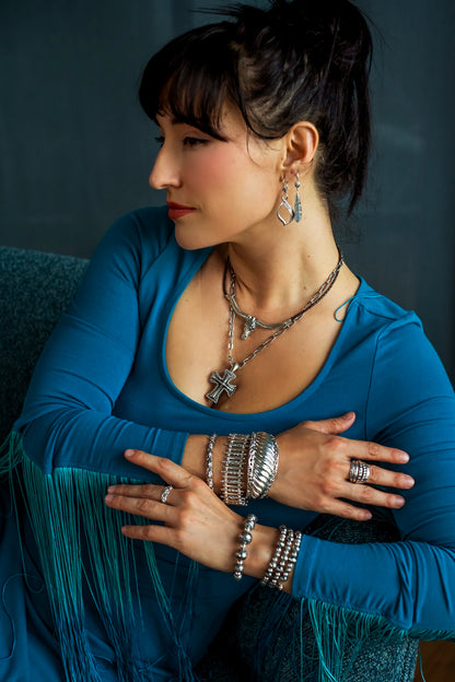 EXCLUSIVELY OURS! Sterling Silver Feather and Flower Dangle Earrings