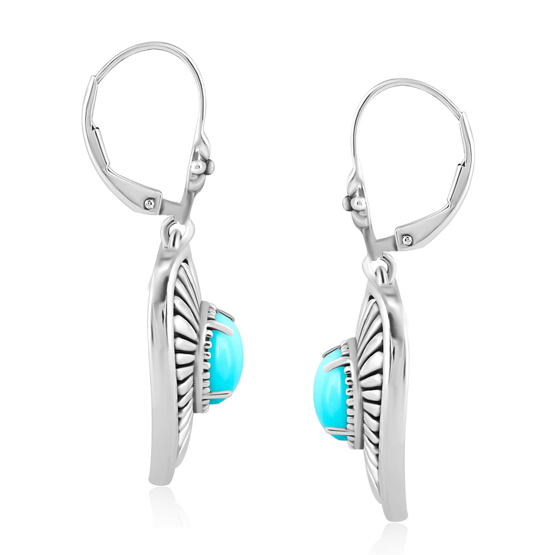 EXCLUSIVELY OURS! Sterling Silver Sleeping Beauty Turquoise Bold Heart Earrings