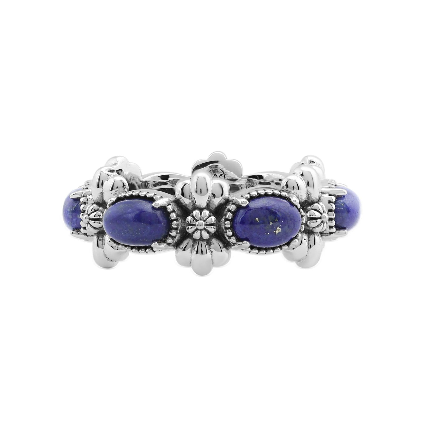 Sterling Silver Lapis Oval Concha Band Ring
