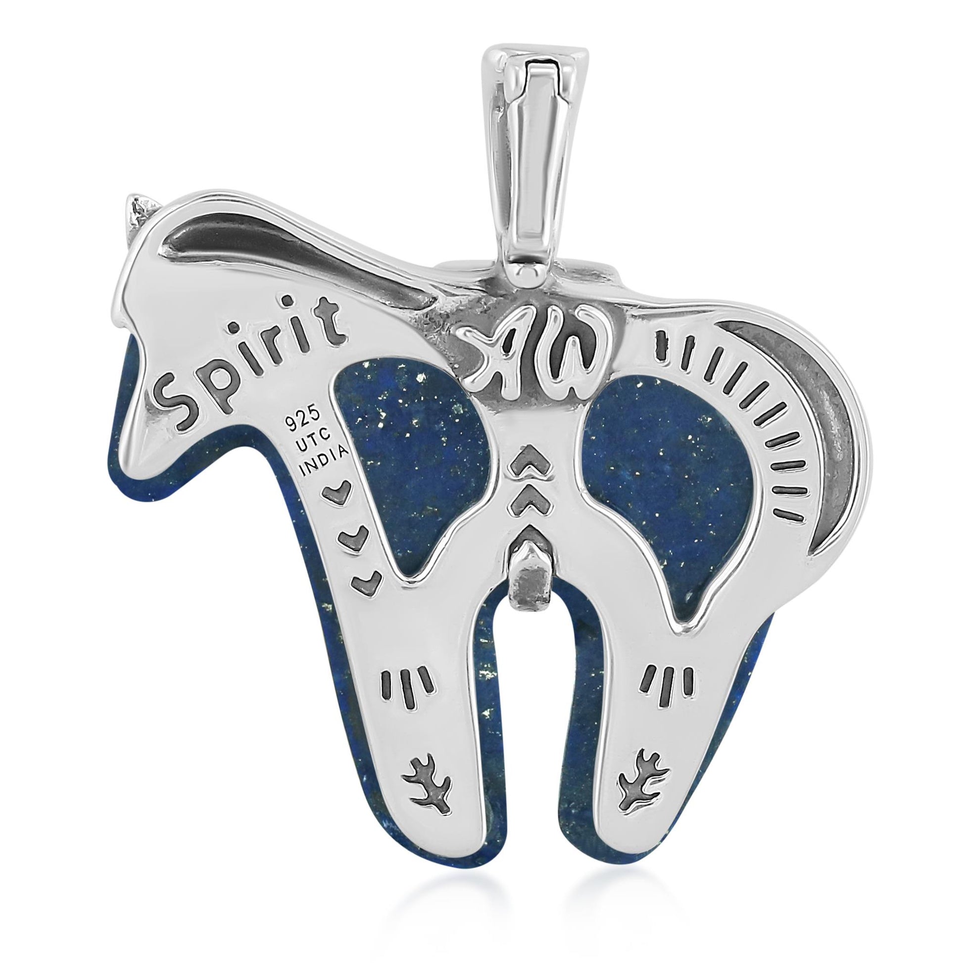 Sterling Silver Lapis Gemstone Spirit Horse Pendant Enhancer