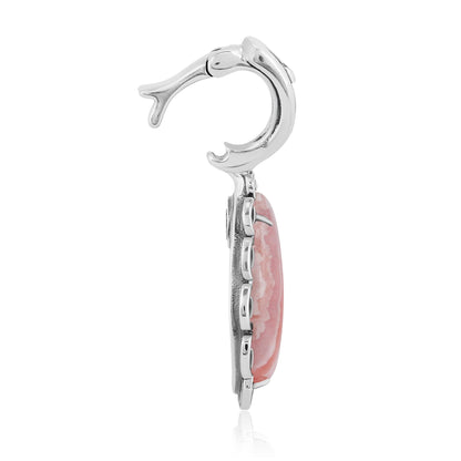 Sterling Silver Rhodochrosite Teardrop Pendant Enhancer