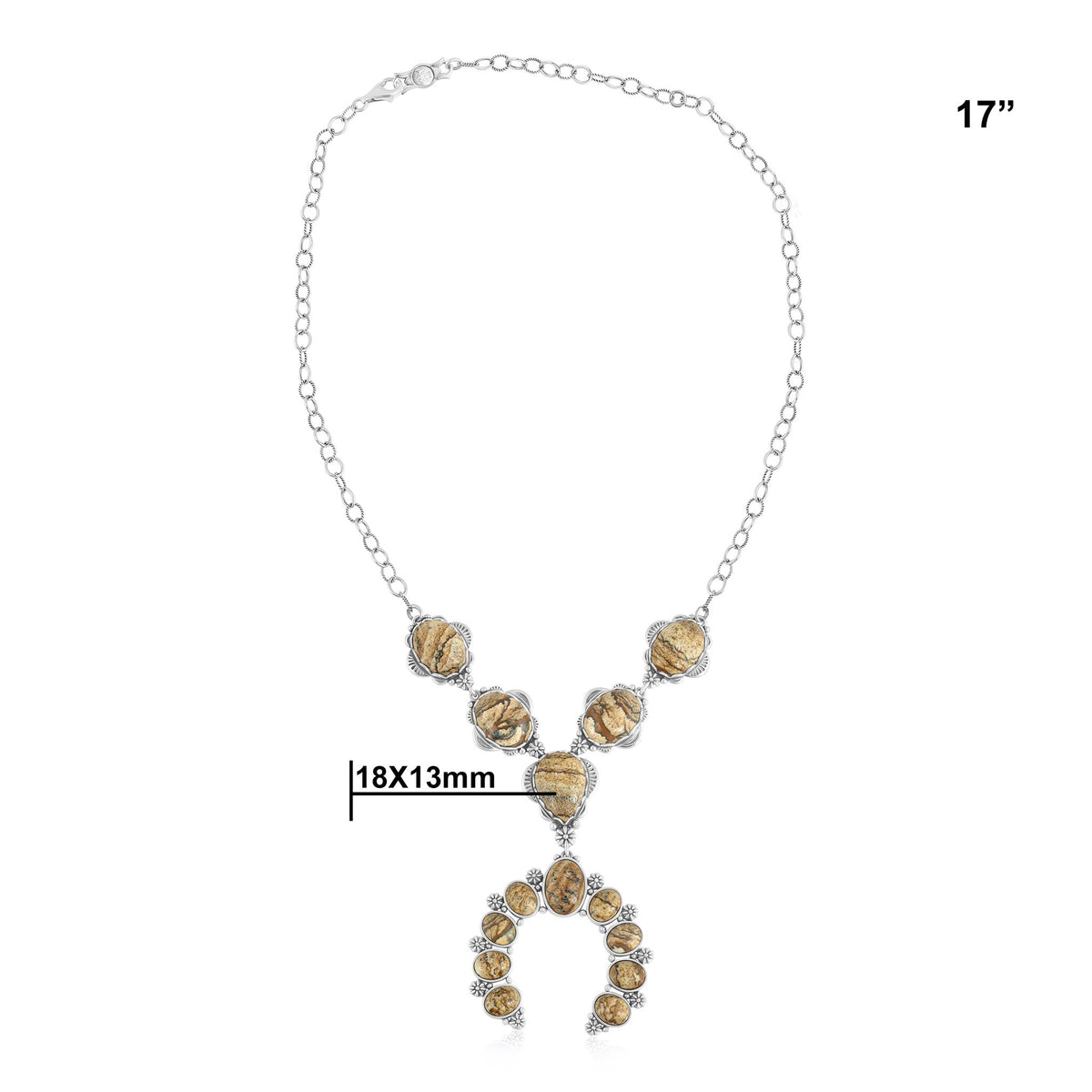 Sterling Silver Picture Jasper V-Shaped Naja Necklace