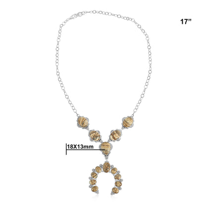 Sterling Silver Picture Jasper V-Shaped Naja Necklace