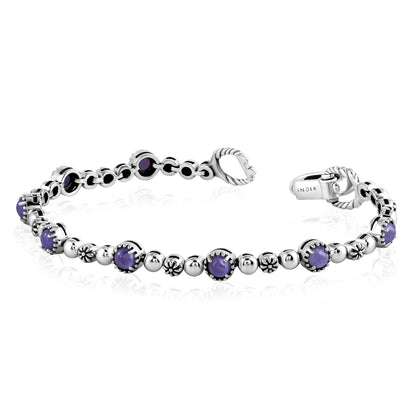 EXCLUSIVELY OURS! Sterling Silver Charoite Round Beaded Bracelet