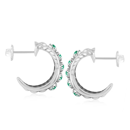 Sterling Silver Malachite Twist Hoop Earrings