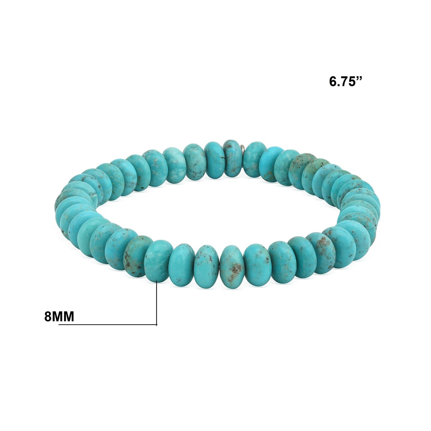 Sterling Silver Kingman Turquoise Bead Stretch Bracelet